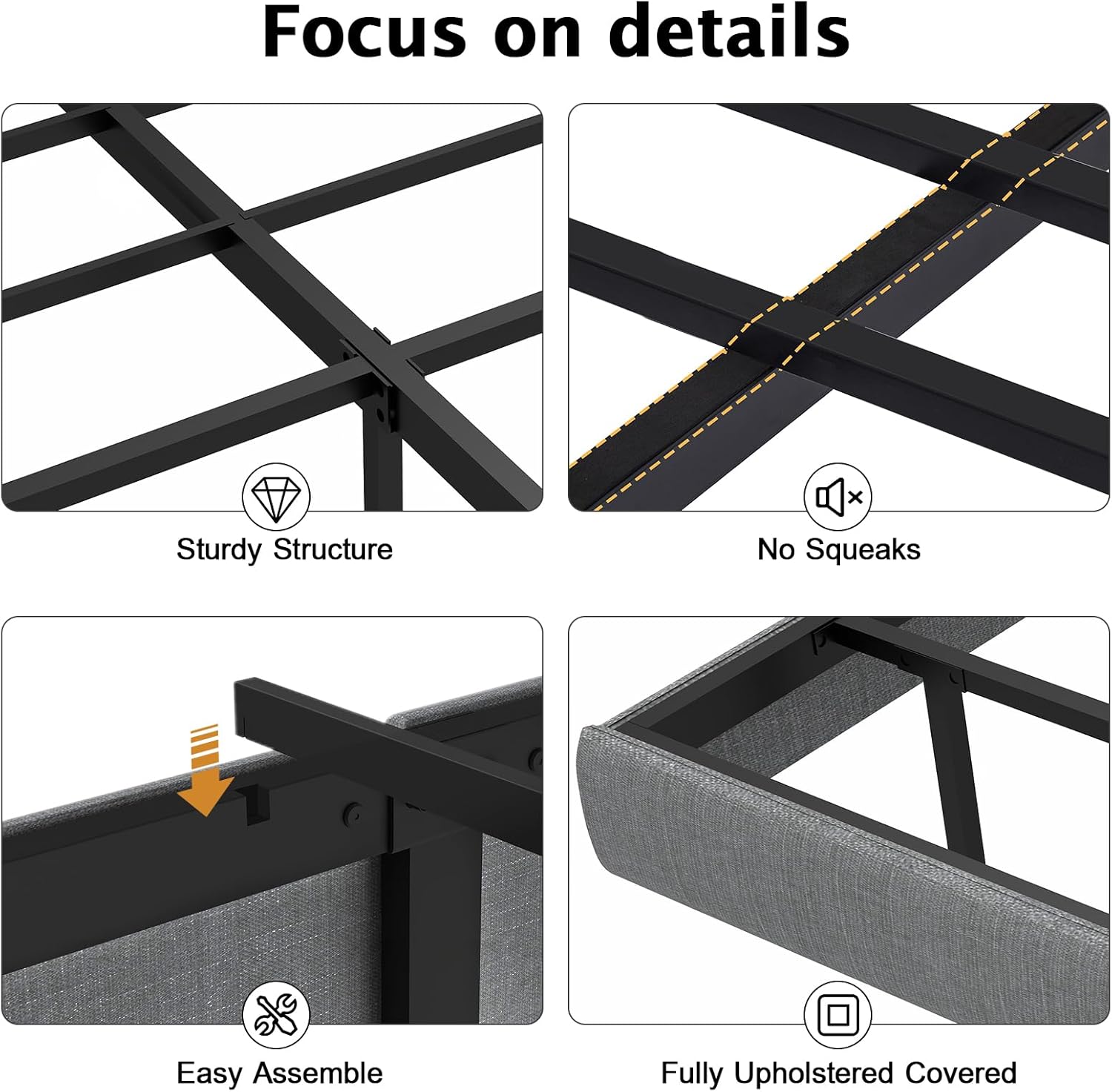 Floating Bed Frame Queen with LED Lights, Metal Platform Queen size Floating Bed Frame with Under Bed Storage, Heavy Duty Steel Slats Support, No Box Spring Needed, Noise Free, Easy Assembly, Brown
