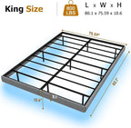 Floating Bed Frame Queen with LED Lights, Metal Platform Queen size Floating Bed Frame with Under Bed Storage, Heavy Duty Steel Slats Support, No Box Spring Needed, Noise Free, Easy Assembly, Brown