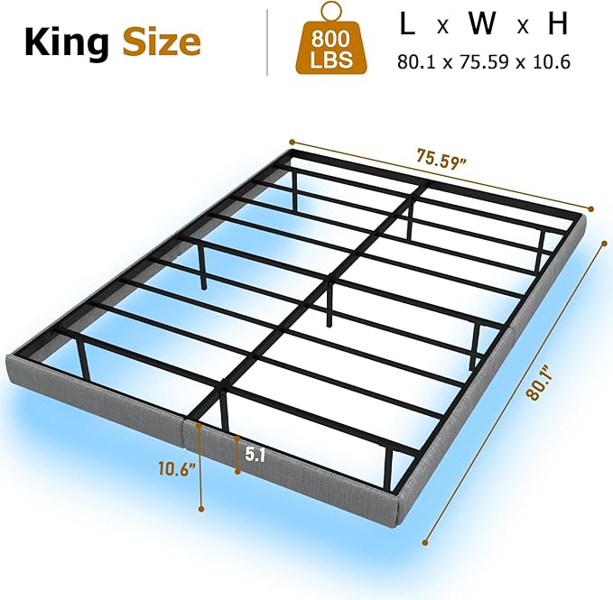 Floating Bed Frame Queen with LED Lights, Metal Platform Queen size Floating Bed Frame with Under Bed Storage, Heavy Duty Steel Slats Support, No Box Spring Needed, Noise Free, Easy Assembly, Brown