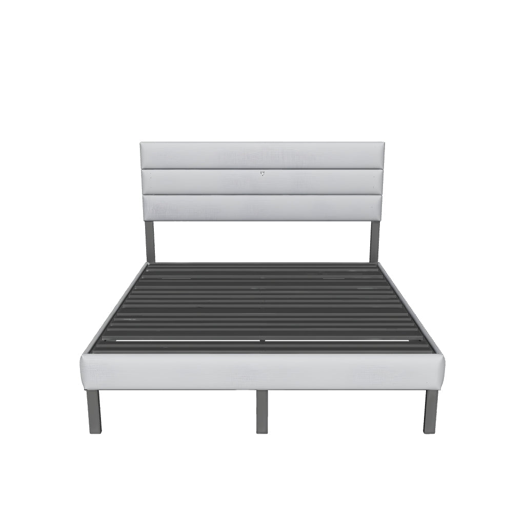 Queen Bed Frame with Linen Upholstered Headboard, Metal Platform Bed Frame Queen Size with 14" Underbed Storage, Metal Slats Support, Noise Free, No Box Spring Needed, Easy Assembly, Grey