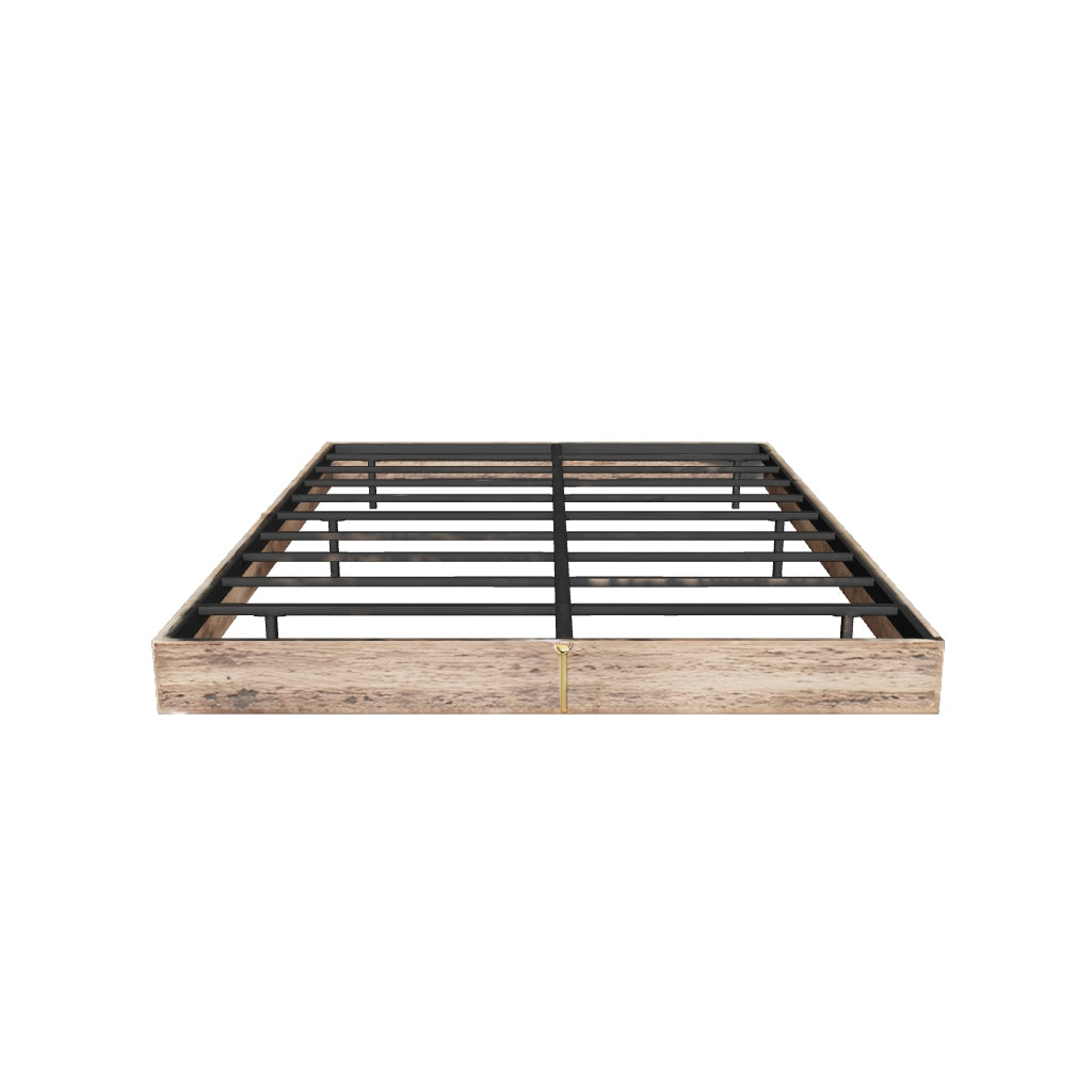 Floating Bed Frame Queen with LED Lights, Metal Platform Queen size Floating Bed Frame with Under Bed Storage, Heavy Duty Steel Slats Support, No Box Spring Needed, Noise Free, Easy Assembly, Brown